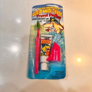 New Plak Smacker Great White Shark Travel Pack Kids Travel Toothbrush Toothpaste